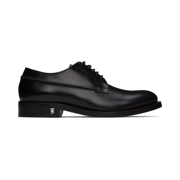 Burberry Black Leather Derby Shoes Lace Up Work or Formal Authentic - Picture 1 of 9
